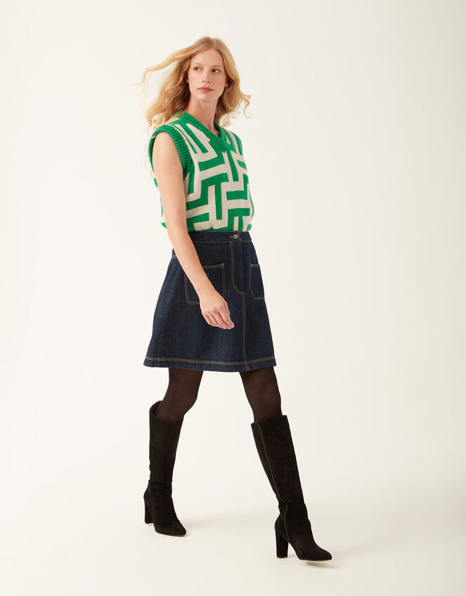 Mirla Beane Francis Denim Skirt, Blue (INDIGO), large