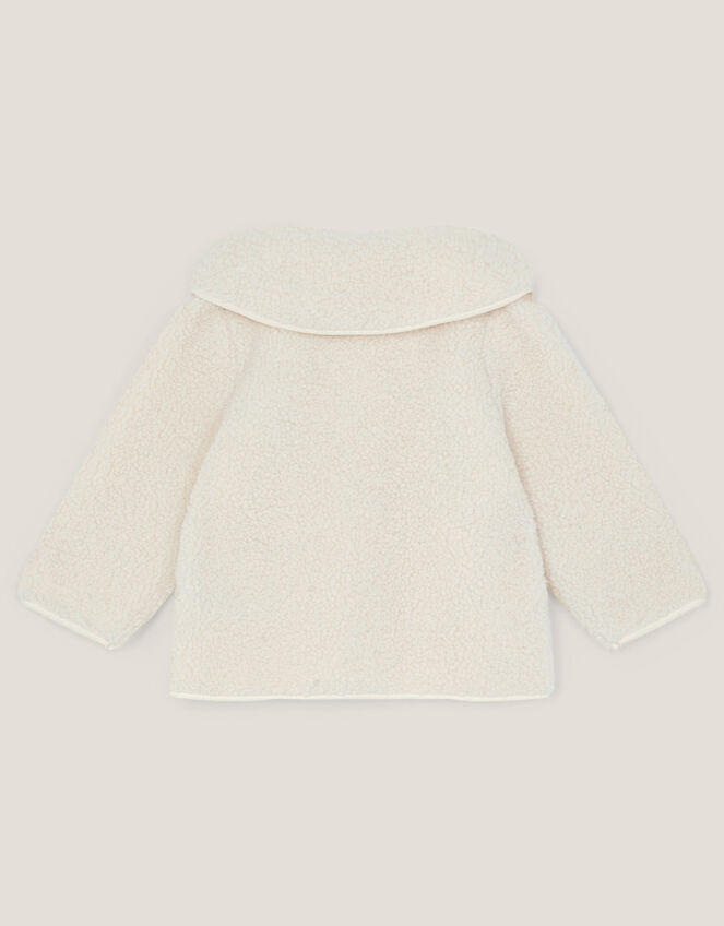 Baby Embroidered Borg Fleece Jacket, Cream (CREAM), large