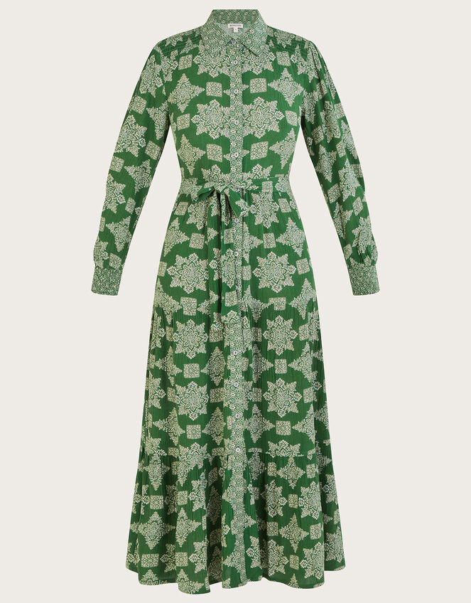 Fernanda Geometric Print Midi Dress in LENZING™ ECOVERO™, Green (GREEN), large