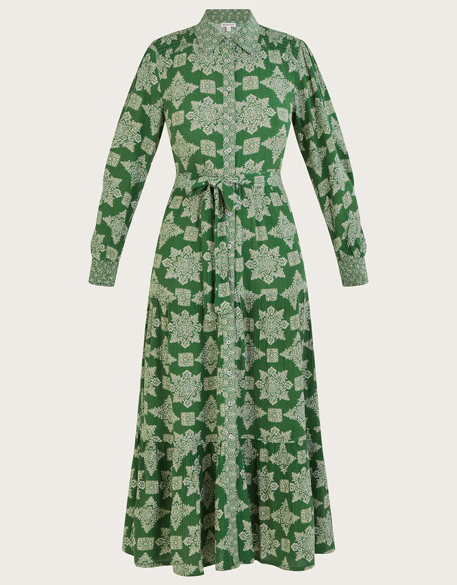 Fernanda Geometric Print Midi Dress in LENZING™ ECOVERO™, Green (GREEN), large