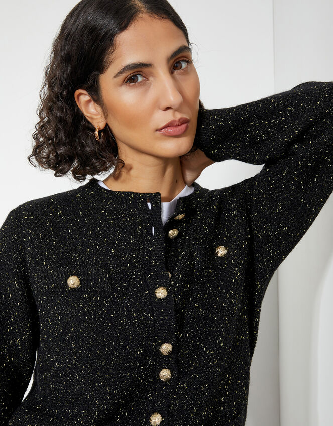 Saskia Smart Glitter Cardigan, Black (BLACK), large