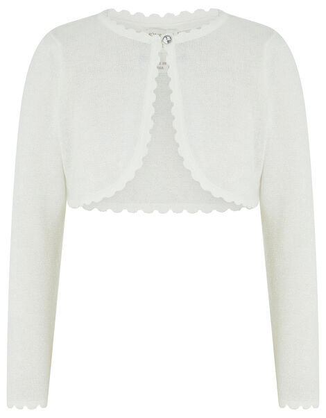 Niamh Sparkle Knitted Cardigan with Crystal Button, Ivory (IVORY), large