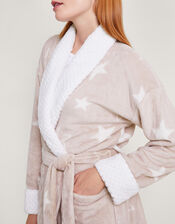 Star Print Dressing Gown, Brown (TAUPE), large
