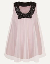 Ailani Sequin Bow Tulle A-Line Dress, Pink (PALE PINK), large