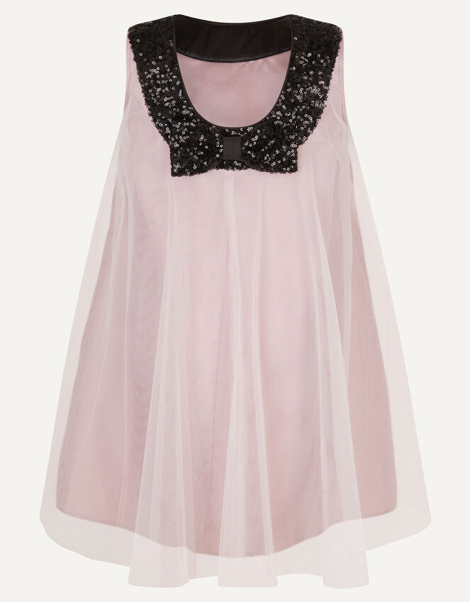 Ailani Sequin Bow Tulle A-Line Dress, Pink (PALE PINK), large