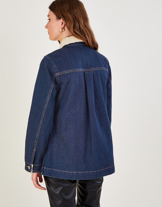 Denim Trucker Borg Collar Jacket, Blue (DENIM BLUE), large