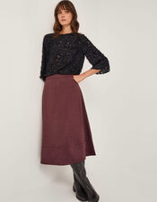 Chrissy Sheer Textured ¾ Sleeve Top, Black (BLACK), large