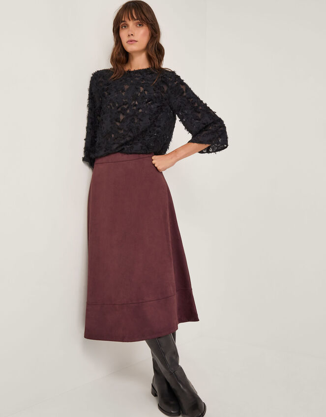 Chrissy Sheer Textured ¾ Sleeve Top, Black (BLACK), large