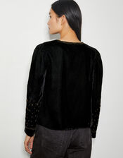 Beth Embellished Velvet Jacket, Black (BLACK), large