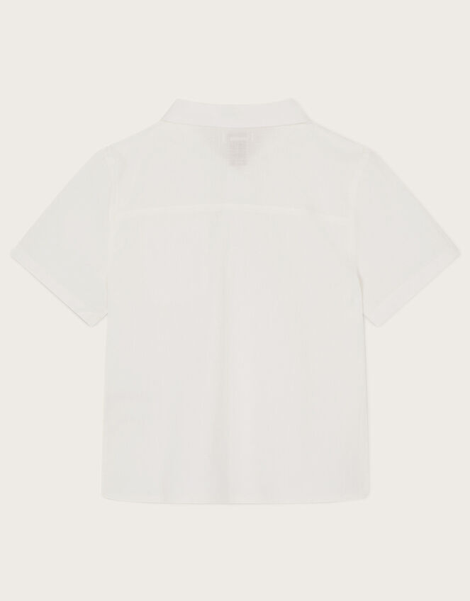 Half Placket Slub Shirt , Ivory (IVORY), large