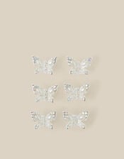 6-Pack Bridesmaid Butterfly Claw Clips, Silver (SILVER), large