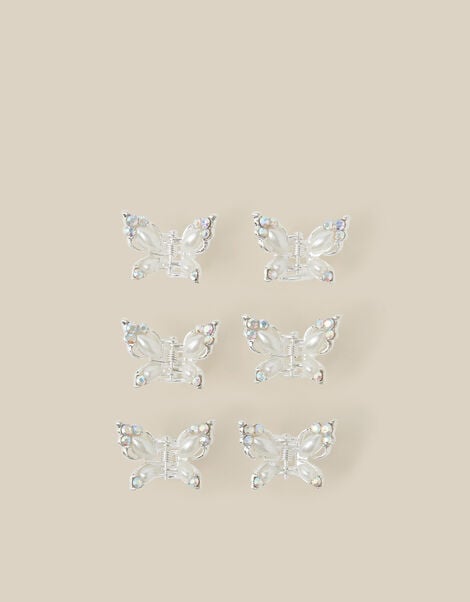 6-Pack Bridesmaid Butterfly Claw Clips, Silver (SILVER), large