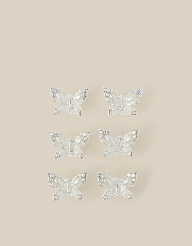 6-Pack Bridesmaid Butterfly Claw Clips, Silver (SILVER), large