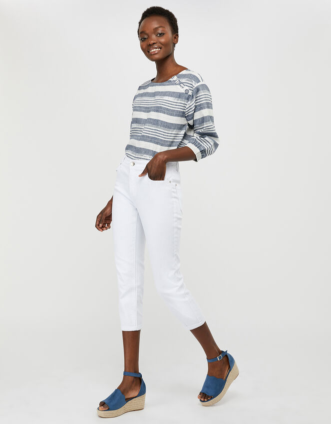 Idabella Cropped Jeans with Organic Cotton, White (WHITE), large