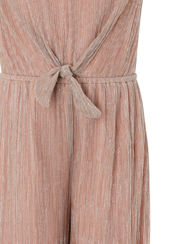 Rose Gold Shimmer Pleated Jumpsuit, Pink (PINK), large