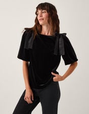 Vittoria Bow Velvet T-Shirt, Black (BLACK), large