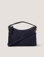 Della Suede Handbag, Blue (NAVY), large