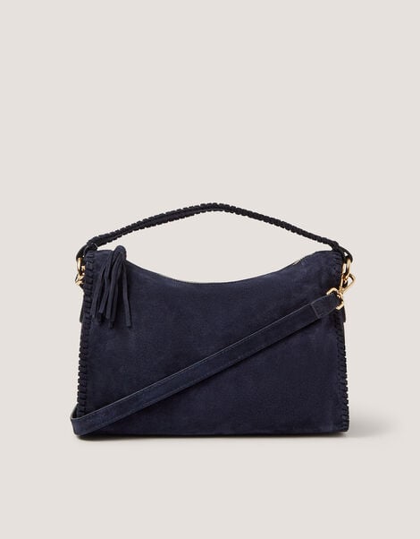 Della Suede Handbag, Blue (NAVY), large