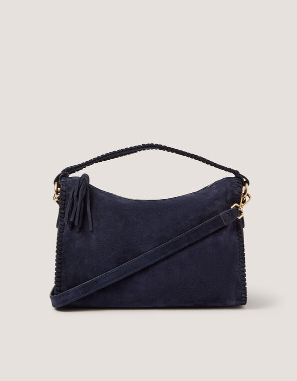 Della Suede Handbag, Blue (NAVY), large