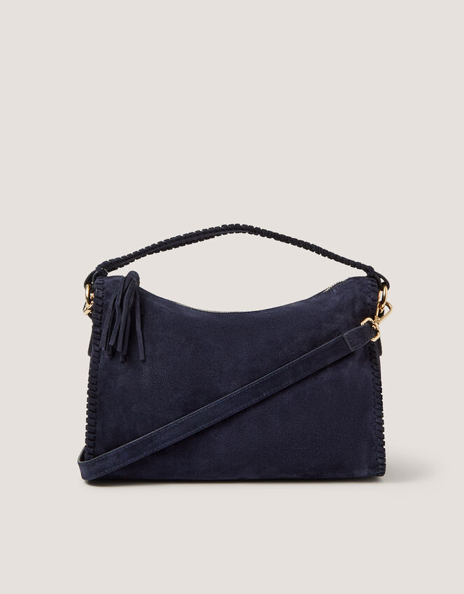 Della Suede Handbag, Blue (NAVY), large
