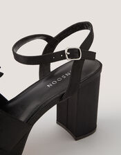 Grace Bow Satin Platform Heels, Black (BLACK), large