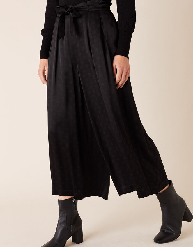 Satin Cropped Trousers, Black (BLACK), large