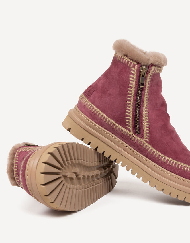 Laidback London Setsu Suede Ankle Boots, Red (BERRY), large