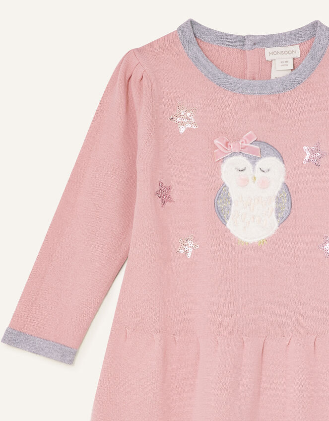 Baby Owl Knit Dress, Pink (PINK), large