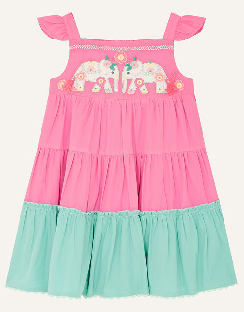 Baby Elephant Colourblock Dress Pink Baby Girl Dresses Monsoon Global