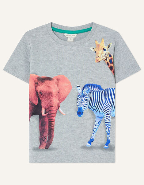 Safari Animals T-Shirt Grey, Grey (GREY), large