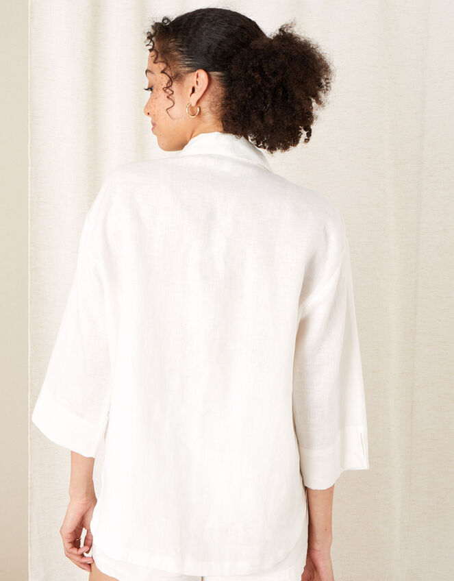 Plain Shirt in Pure Linen, White (WHITE), large