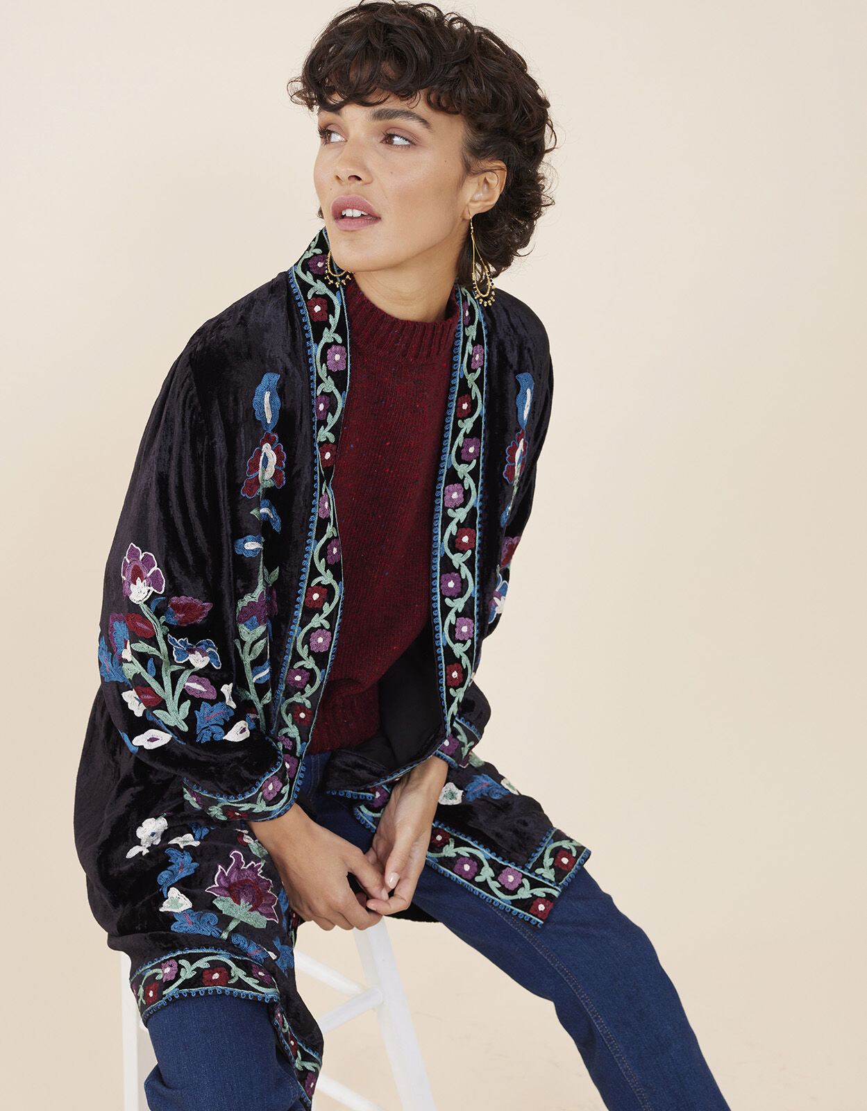Monsoon velvet coat clearance