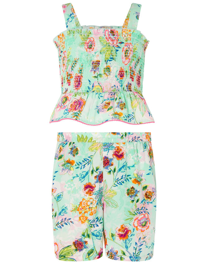Bessie Floral Vest and Shorts Set, Blue (BLUE), large