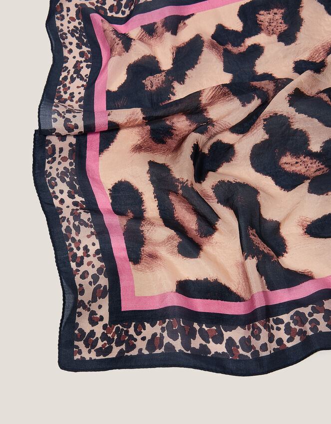 Delilah Leopard Print Silk Scarf, , large