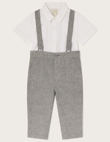Newborn Billy Braces and Trousers Set, Grey (GREY), large
