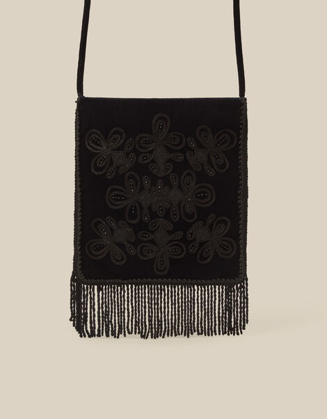 Dori Embroidered Fringe Crossbody Bag, , large