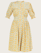 Ditsy Floral Dress, Yellow (OCHRE), large