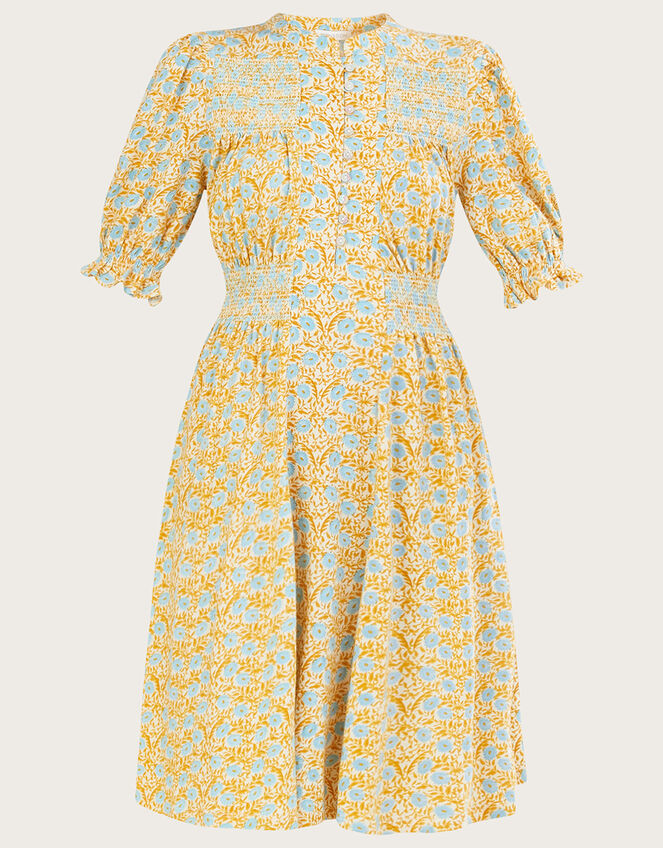 Ditsy Floral Dress, Yellow (OCHRE), large