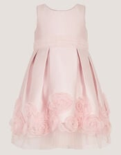 Baby Appliqu&eacute; Rose Party Dress, Pink (DUSKY PINK), large