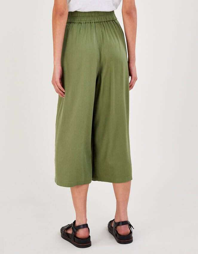 Plain Crop Trousers, Green (KHAKI), large