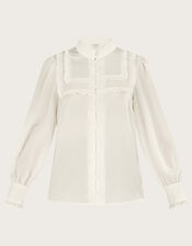 Anna Satin Blouse in Recycled Polyester, Ivory (IVORY), large
