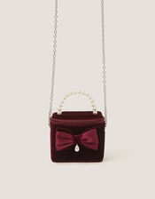 Bow Velvet Bag , Red (BURGUNDY), large