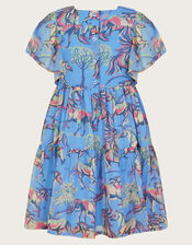Horse Print Dress, Blue (BLUE), large