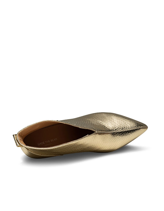 Shoe The Bear Low-Cut Snake Kitten Heels, Gold (GOLD), large