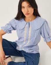 Winnie Lace Stripe Shirt, Blue (BLUE), large