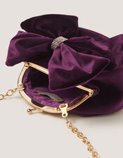 Velvet Bow Clip Frame Bag, Purple (PURPLE), large