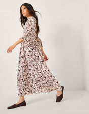 Jacqueline Floral Midi Dress, Ivory (IVORY), large