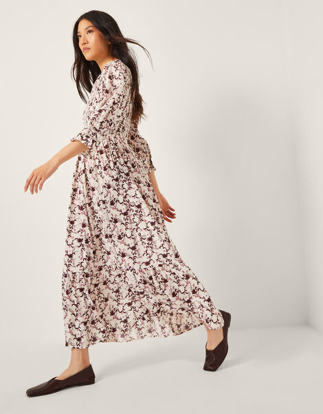 Jacqueline Floral Midi Dress, Ivory (IVORY), large
