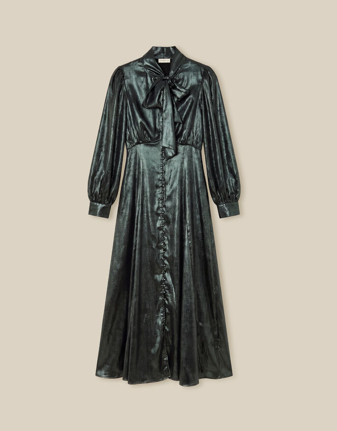 Madelyn Metallic Midi Dress, Green (GREEN), large