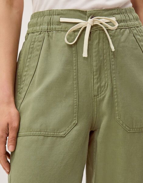 Megan Cropped Barrel Trousers, Green (KHAKI), large